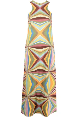 La DoubleJ Racer geometric-print maxi dress