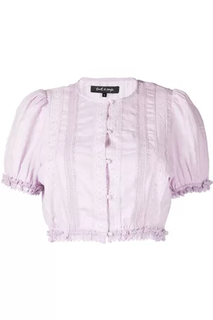 tout a coup Lace-trim buttoned cotton blouse