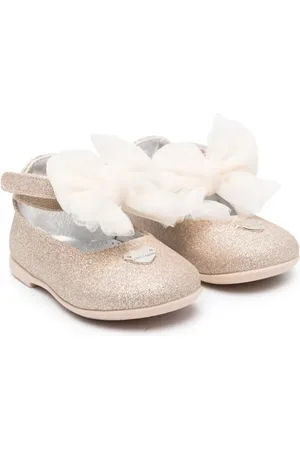 MONNALISA Oversized-bow glitter ballerina shoes