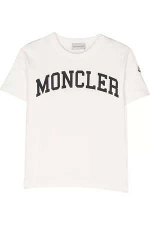 Moncler Boys Long Sleeve Polo Shirts - Logo-print cotton T-shirt