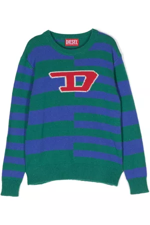 Diesel Intarsia-knit logo striped pullover