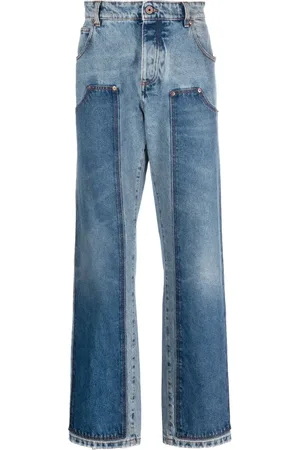 Balmain Hybrid panelled straight-leg jeans