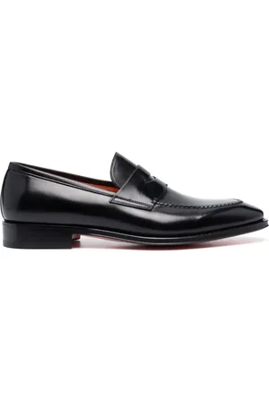santoni Leather penny loafers