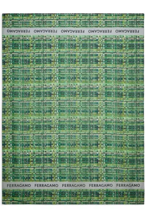 Salvatore Ferragamo Women Shawls - Check-print cotton-silk shawl
