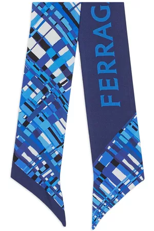 Salvatore Ferragamo Women Scarves - Check-print logo silk scarf