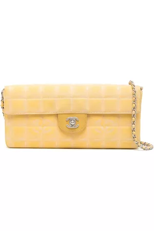 CHANEL Women 17 Inch Laptop Bags - 2002 Travel line Choco Bar Flap shoulder bag