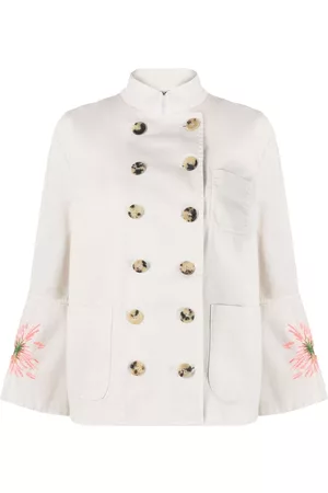 Bazar Deluxe Women Trench Coats - Embroidered-detail cropped trench coat