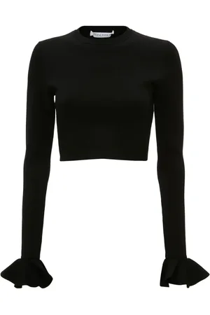 J.W.Anderson Ruffled-cuffs cropped knitted top