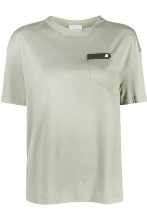 Brunello Cucinelli Women Short Sleeve - Monili-detail cotton T-shirt