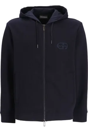Emporio Armani Logo-embroidered zipped hoodie