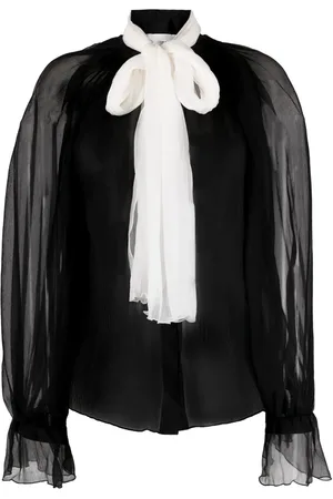Atu Body Couture Sheer silk pussy-bow blouse