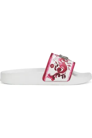 Dolce & Gabbana Majolica-print logo-plaque slides
