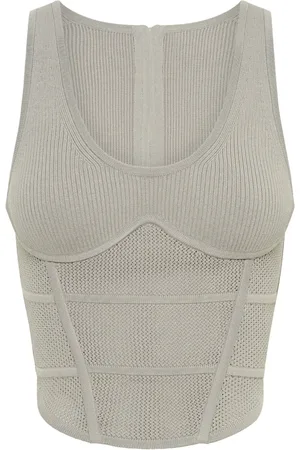 DION LEE Corset-style crochet-knit top