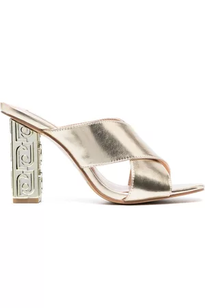 Liu Jo Women Sandals - Metallic branded-heel mule sandals