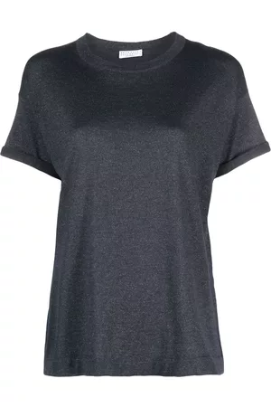 Brunello Cucinelli Women Short Sleeve - Metallic-threading T-shirt
