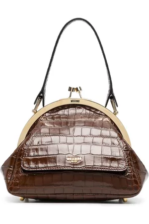 Moschino Women 17 Inch Laptop Bags - Crocodile-effect leather bag