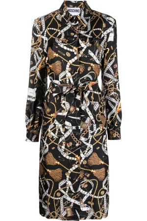 Moschino Graphic-print silk midi dress