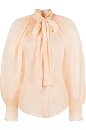Atu Body Couture Sheer silk pussy-bow blouse