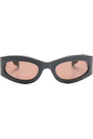 Alexander McQueen Oval-frame logo-arm sunglasses