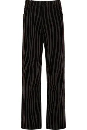 RTA Striped straight-leg cropped trousers