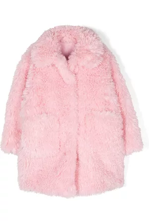 Nº21 Girls Coats - Faux-shearling single-breasted coat