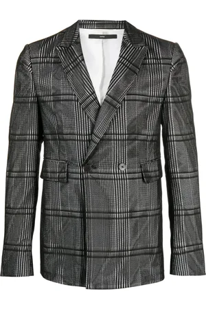 SAPIO Plaid-check print cotton blazer