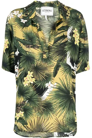 Iceberg Botanical-print V-neck shirt