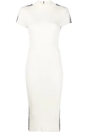 Philipp Plein Rhinestone-logo ribbed wool midi dress