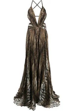Roberto Cavalli Deep V-neck maxi dress