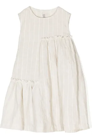 Il gufo Sleeveless striped linen dress
