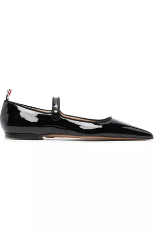 Thom Browne Women Lace up Ballerinas - Pointed-toe patent ballerina shoes