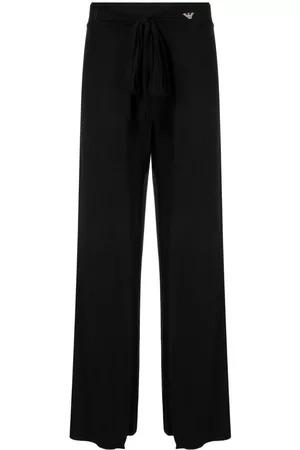 Emporio Armani Women Pants - Logo-appliqué tied-waist trousers