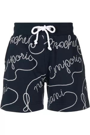 Emporio Armani Women Shorts - Logomania-print drawstring-waist shorts