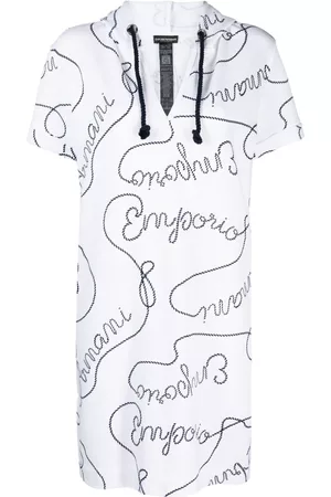 Emporio Armani Women Printed Dresses - Logo-print hooded beach dress