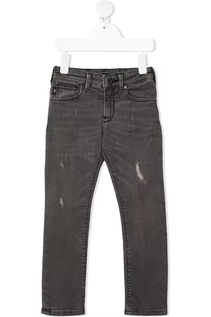 Emporio Armani Distressed straight-leg denim jeans