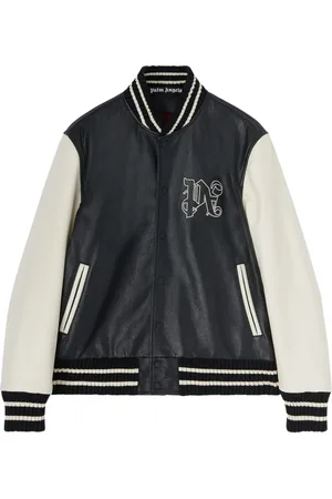 Palm Angels Monogram-print leather varsity jacket