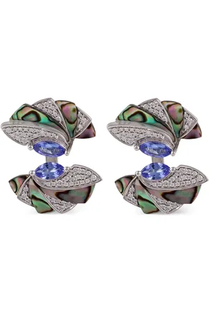 Ananya 18kt white gold Miniature Mogra multi-stone ear jacket