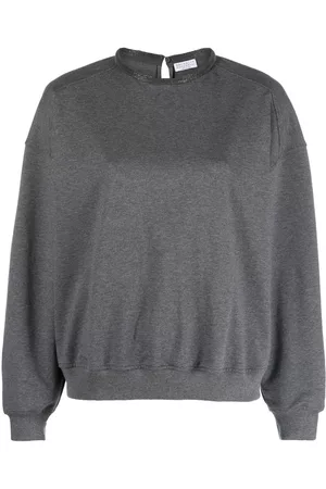 Brunello Cucinelli Women Sweatshirts - Monilli-chain drop-shoulder sweatshirt