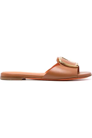 santoni Buckle leather slides