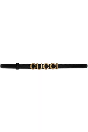 Gucci Women Belts - Logo-buckle thin leather belt
