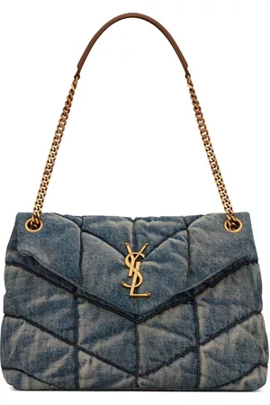 Saint Laurent Women 17 Inch Laptop Bags - Loulou Puffer denim shoulder bag
