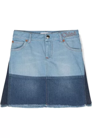 Chloé Logo-embroidered denim skirt