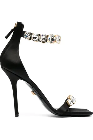 VERSACE 110mm crystal-embellished satin sandals