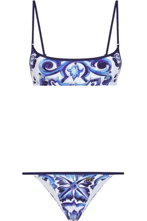 Dolce & Gabbana Majolica-print scoop-neck bikini