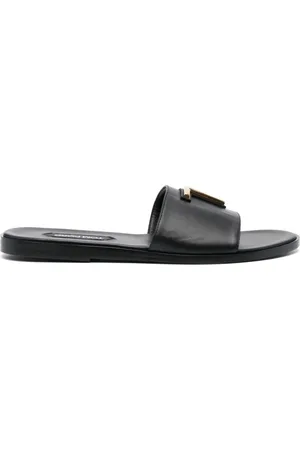Tom Ford Logo-plaque leather slides