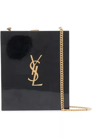Saint Laurent Women 17 Inch Laptop Bags - Logo-plaque cracked clutch bag