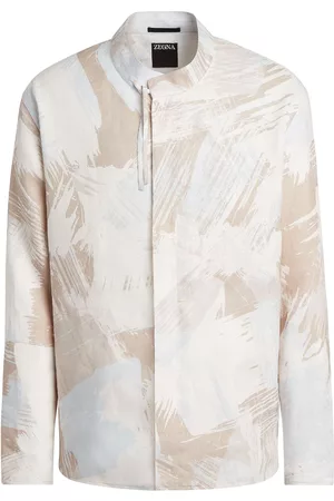 Z Zegna Men Sleeveless Shirts - Graphic-print linen shirt