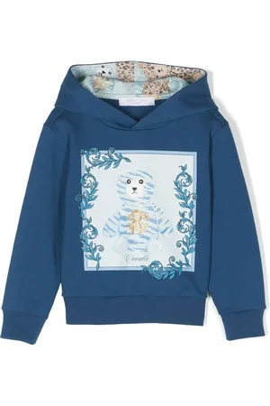 Roberto Cavalli Bear-print rib-trimmed hoodie
