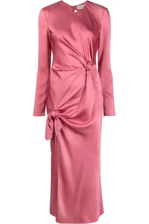 DEL CORE Gathered-effect satin dress
