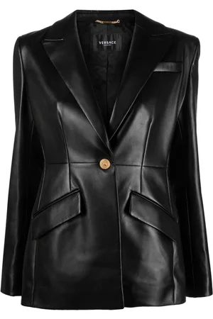 VERSACE Single-breasted leather blazer